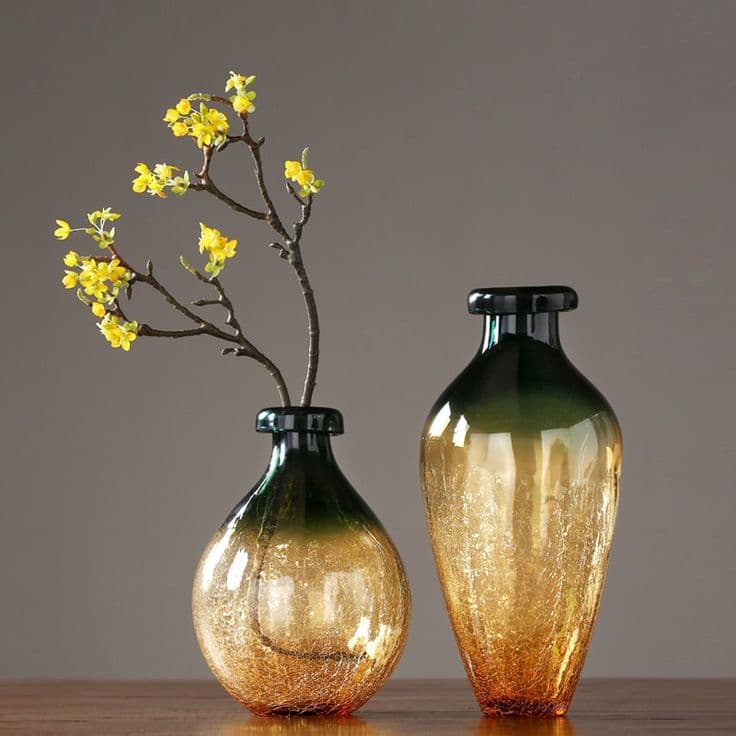 Nigikala Colorful Crack Glass Vase Decoration Home Living Room Table Flower Arranger A